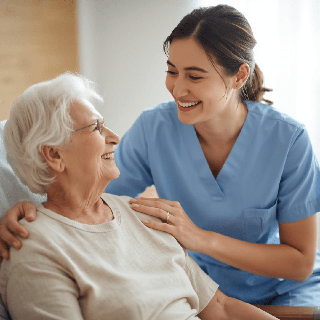 Caregiver holding patient's hand