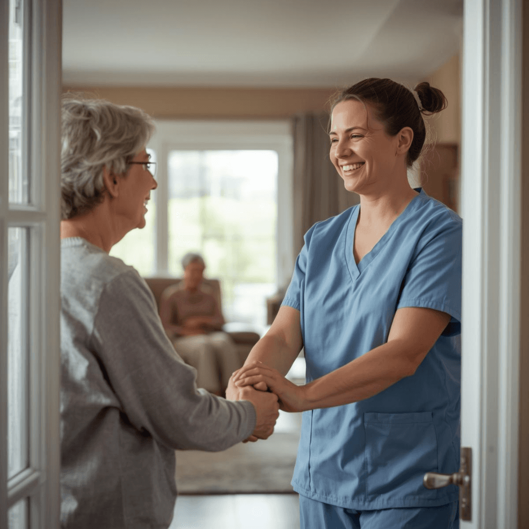 Caregiver with patient at home